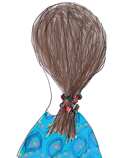 アッタミカのヘアアクセサリー（ライトブルーｘオレンジフラワーズ）