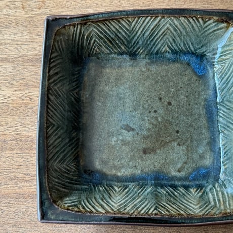 中嶋窯　 6寸押紋角鉢 ナ20A (約18.5×18.5m)