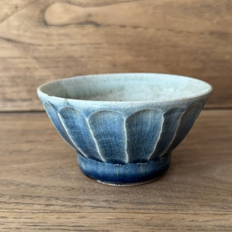 中嶋窯　 半磁器しのぎ飯碗 ナ5C (直径約11cm)