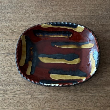紀窯　中川紀夫　丸長方鉢 K5C (約17×13cm)