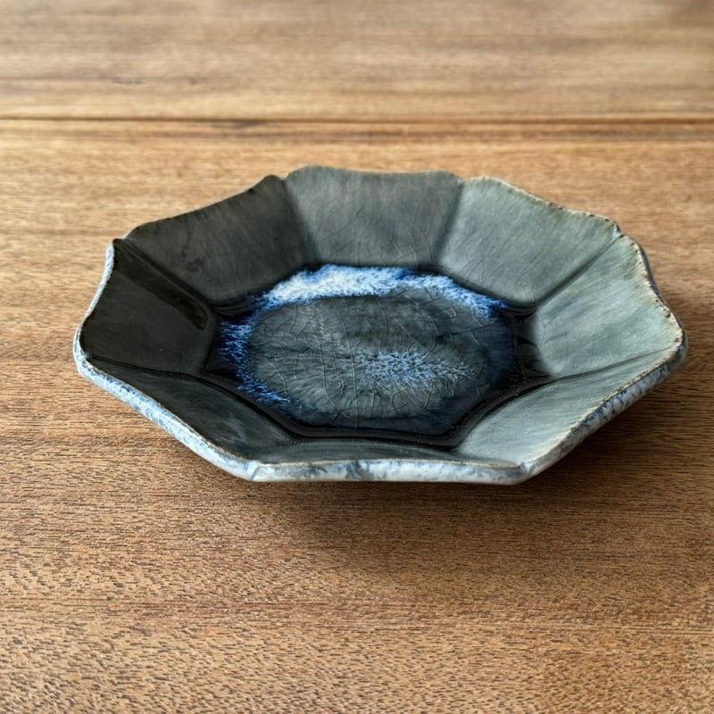 村澤陶苑 村澤享 青灰釉八角皿 ム4A (直径約18cm) | kogeiseikatsu.shop