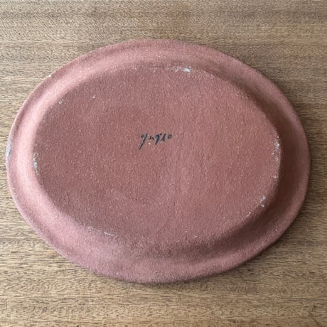 ツグムイロ　ビッグオーバル皿(茶) T13B (約28×23cm)