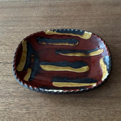 紀窯　中川紀夫　丸長方鉢 K5C (約17×13cm)