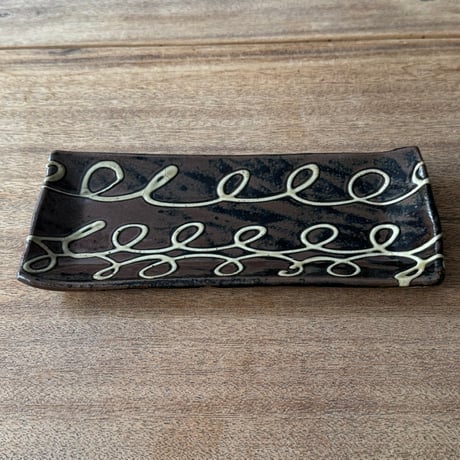 えのきだ窯 榎田智　長角皿 エ8G (約24.5×10.5cm)