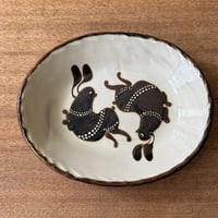 てつ工房 小島鉄平　楕円皿  (約23.5×19cm) うさぎ