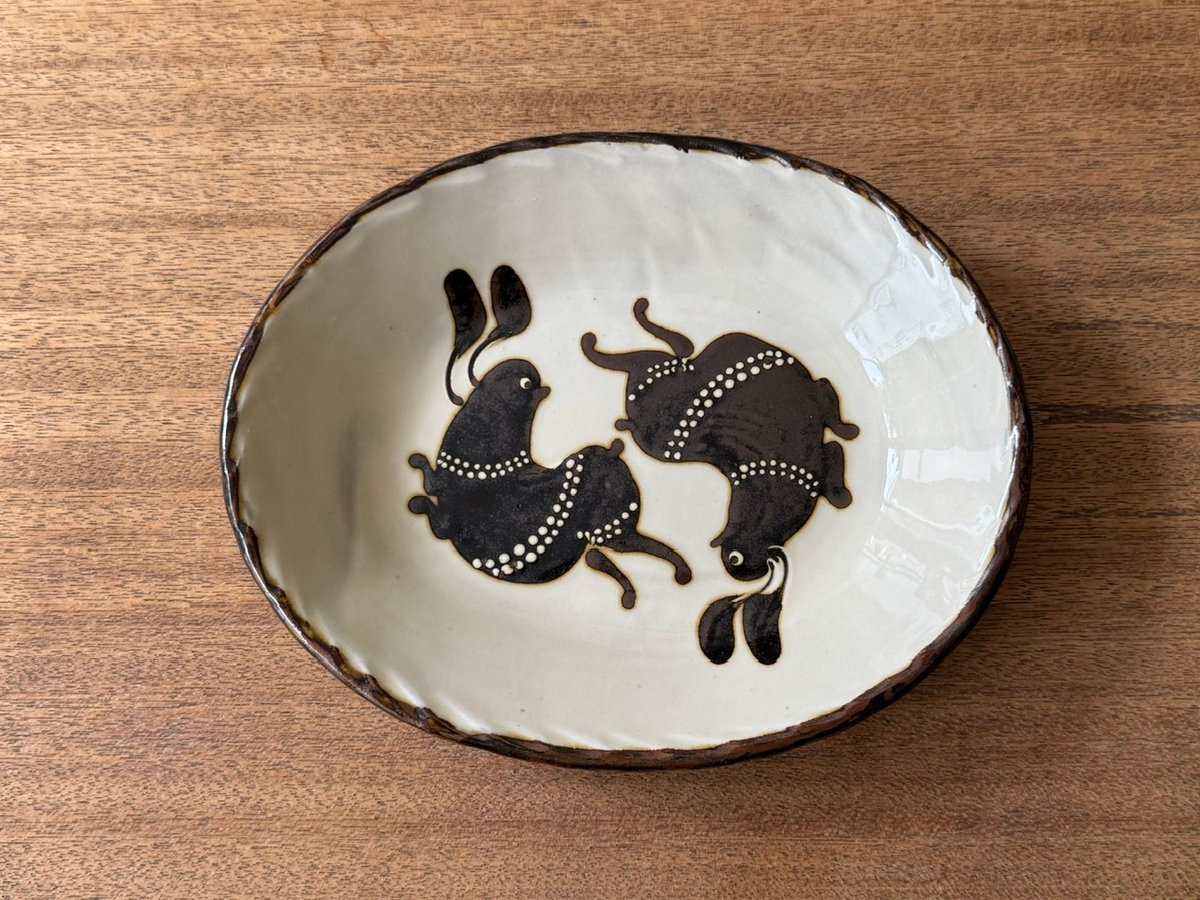 てつ工房 小島鉄平 楕円皿 (約23.5×19cm) うさぎ | kogeiseikatsu