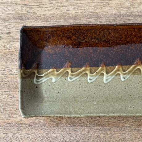 えのきだ窯 榎田智　長角皿 エ8E (約24.5×10.5cm)
