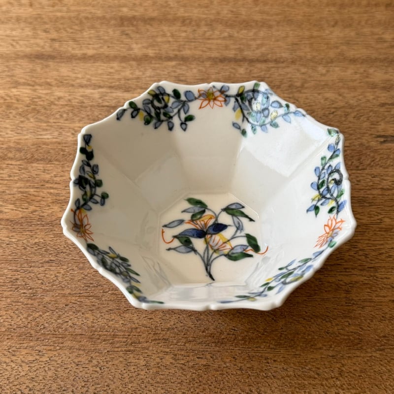 宮田竜司 呉須赤絵面取輪花小鉢 ミ6A (直径約13cm) | kogeiseikatsu.shop