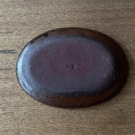 紀窯　中川紀夫　オーバル皿 獅子押紋 K13B (約17×12cm)