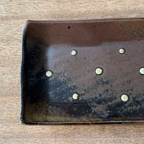 えのきだ窯 榎田智　長角皿 エ8F (約24.5×10.5cm)
