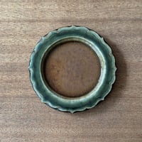 村澤陶苑 村澤享　青銅釉掛分稜花プレート ム25A (直径約14cm)