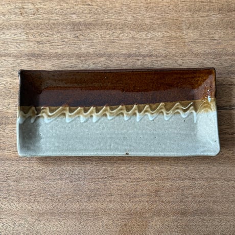 えのきだ窯 榎田智　長角皿 エ8C (約24.5×10.5cm)