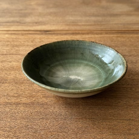 村澤陶苑 村澤享　青銅釉小鉢 ム14A (直径約13cm)