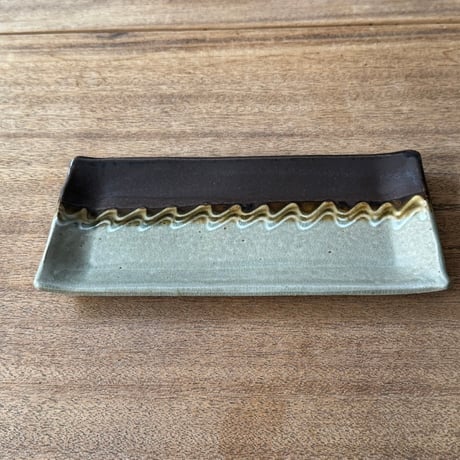 えのきだ窯 榎田智　長角皿 エ8D (約24.5×10.5cm)