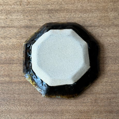 村澤陶苑 村澤享　青銅釉八角皿 ム10A (直径約18cm)