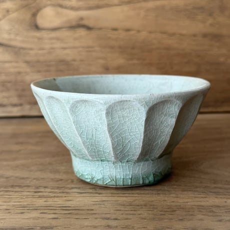 中嶋窯　 半磁器しのぎ飯碗 ナ5B (直径約11cm)