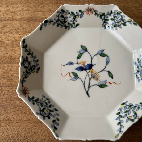 宮田竜司　呉須赤絵面取輪花皿（大）  ミ1（直径約24cm)