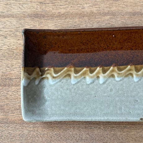 えのきだ窯 榎田智　長角皿 エ8C (約24.5×10.5cm)