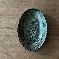 紀窯　中川紀夫　オーバル鉢 鳥押紋 K10D (約13.5×9cm)