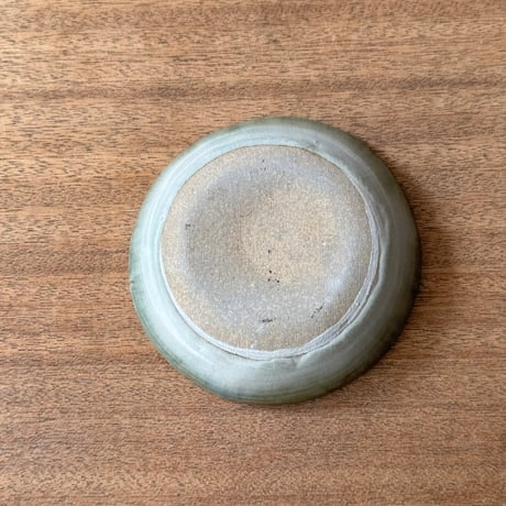 村澤陶苑 村澤享　青銅釉流刷毛目皿 ム17A (直径約13.5cm)