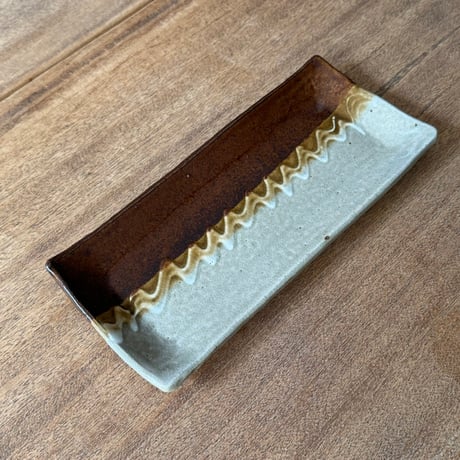 えのきだ窯 榎田智　長角皿 エ8C (約24.5×10.5cm)