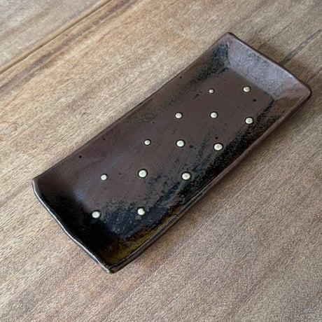 えのきだ窯 榎田智　長角皿 エ8F (約24.5×10.5cm)