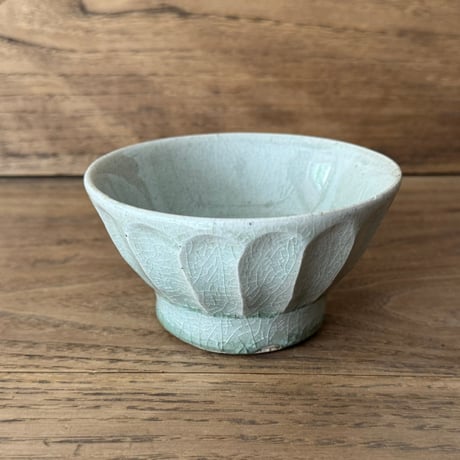 中嶋窯　 半磁器しのぎ飯碗 ナ5B (直径約11cm)