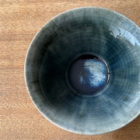 村澤陶苑 村澤享　青灰釉小鉢 ム7B (直径約15cm)