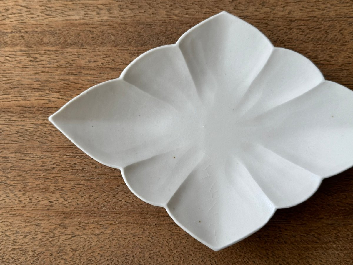 宮田竜司 マット釉白磁菱形皿（小） ミ10A (約19×13cm) | kogeiseikat