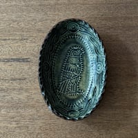 紀窯　中川紀夫　オーバル鉢 鳥押紋 K10E (約13.5×9cm)