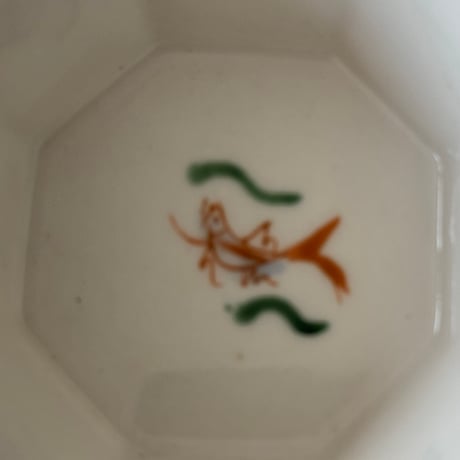 宮田竜司　呉須赤絵面取稜花高杯  ミ7B（直径約8.5cm)