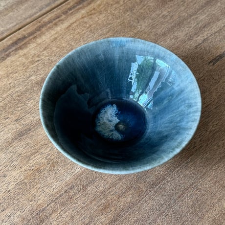村澤陶苑 村澤享　青灰釉小鉢 ム7A (直径約15cm)