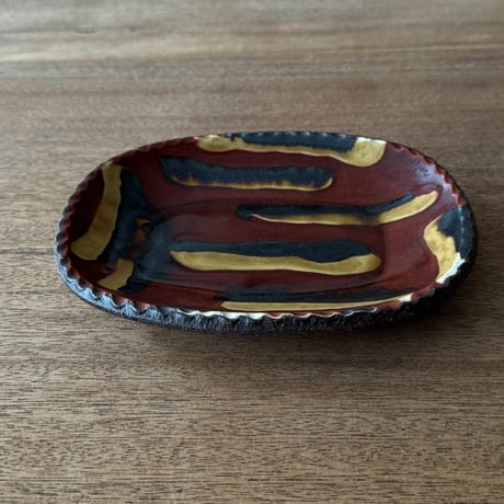 紀窯　中川紀夫　丸長方鉢 K5C (約17×13cm)