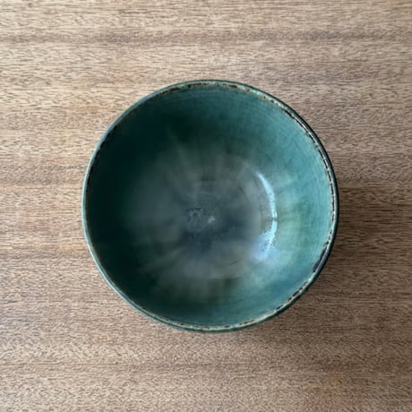 村澤陶苑 村澤享　青銅釉流碗 ム13B (直径約12cm)