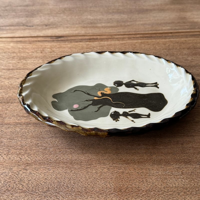 てつ工房 小島鉄平 楕円皿 (約22.5×18cm) アダムとイブ | kogeiseika
