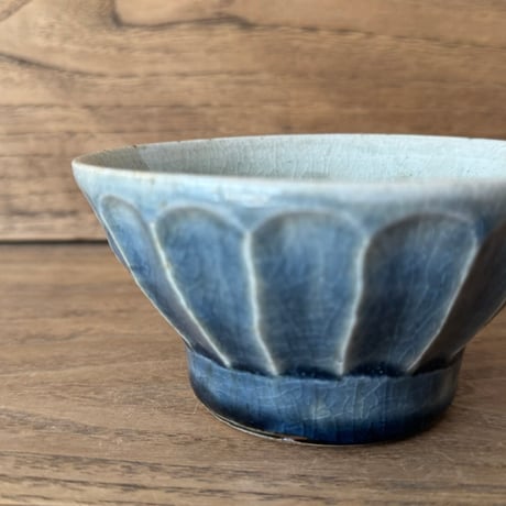 中嶋窯　 半磁器しのぎ飯碗 ナ5C (直径約11cm)