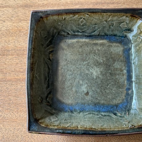 中嶋窯　 6寸押紋角鉢 ナ20B (約18.5×18.5m)