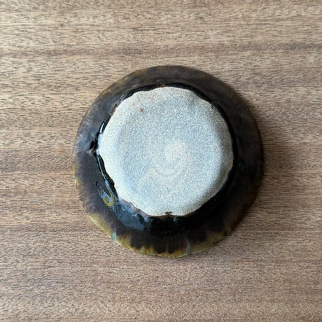 村澤陶苑 村澤享　青銅釉稜花しのぎ小鉢 ム11B (直径約13.5cm)