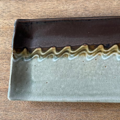 えのきだ窯 榎田智　長角皿 エ8D (約24.5×10.5cm)