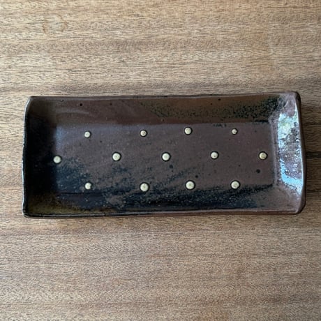 えのきだ窯 榎田智　長角皿 エ8F (約24.5×10.5cm)