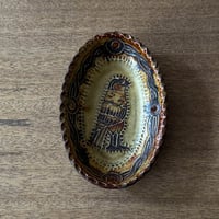 紀窯　中川紀夫　オーバル鉢 鳥押紋 K10B (約13.5×9cm)