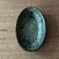 紀窯　中川紀夫　オーバル鉢 鳥押紋 K10F (約13.5×9cm)