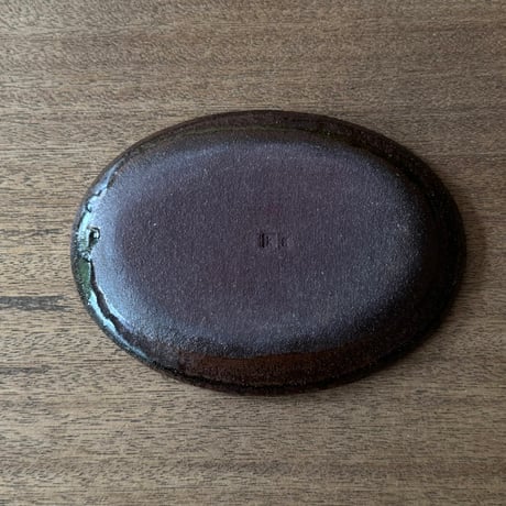 紀窯　中川紀夫　オーバル皿 獅子押紋 K13A (約17×12cm)