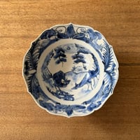 宮田竜司　染付稜花鉢 ミ8 (直径約18cm)