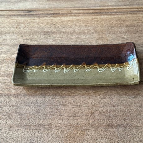 えのきだ窯 榎田智　長角皿 エ8E (約24.5×10.5cm)