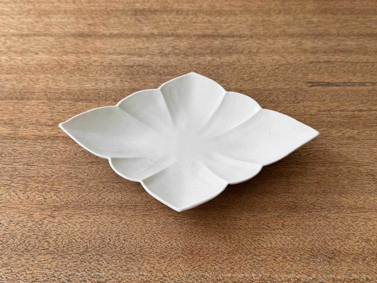 宮田竜司 マット釉白磁菱形皿（小） ミ10A (約19×13cm) | kogeiseikat