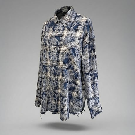 WASH PLAID SHIRT(BLUE)