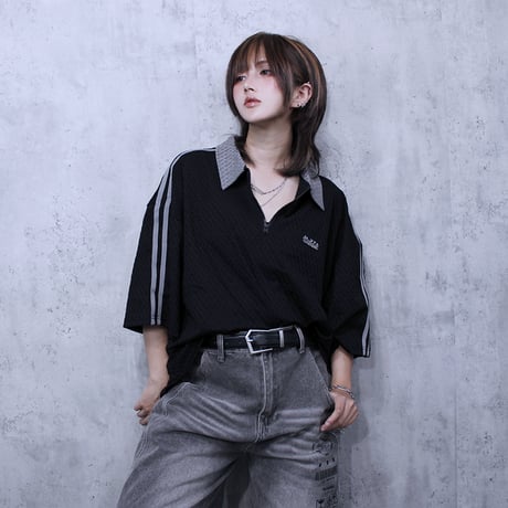 DISTORTION POLO(BLACK)