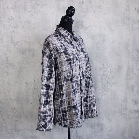 WASH PLAID SHIRT(BLACK)
