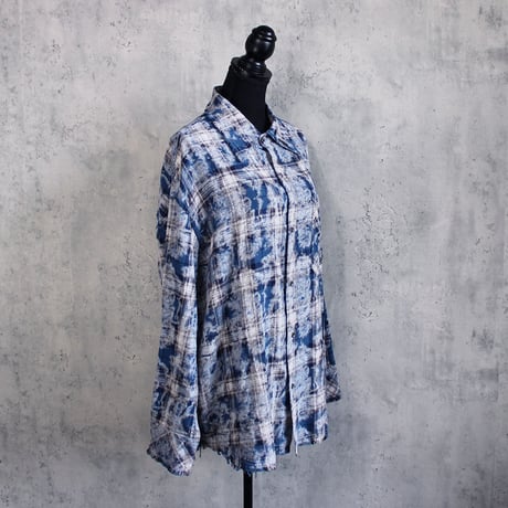 WASH PLAID SHIRT(BLUE)